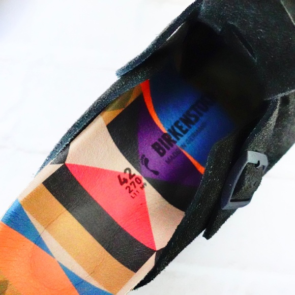 Birkenstock Boston Clog Shoe Black Suede  Size 42 USA 9 Limited Edition - Picture 3 of 7